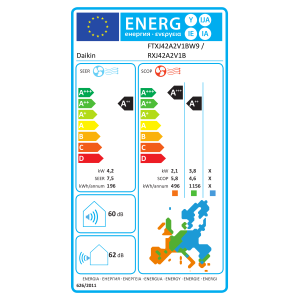 Climatiseur Daikin Emura mural FTXJ42AW9 + RXJ42A9 — 4.2 kW FTXJ42AW9-RXJ42A9