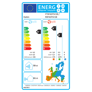 Climatiseur Daikin Sensira mural FTXF42F + RXF42F — 4.2 kW FTXF42F-RXF42F