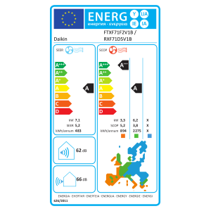 Climatiseur Daikin Sensira mural FTXF71F + RXF71D9 — 7.1 kW FTXF71F-RXF71D9