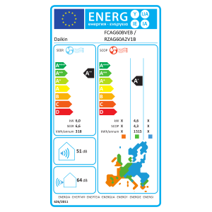 Climatiseur Daikin Sky Air cassette FCAG60B + RZAG60B — 6.0 kW (Monophasé) FCAG60B-RZAG60B