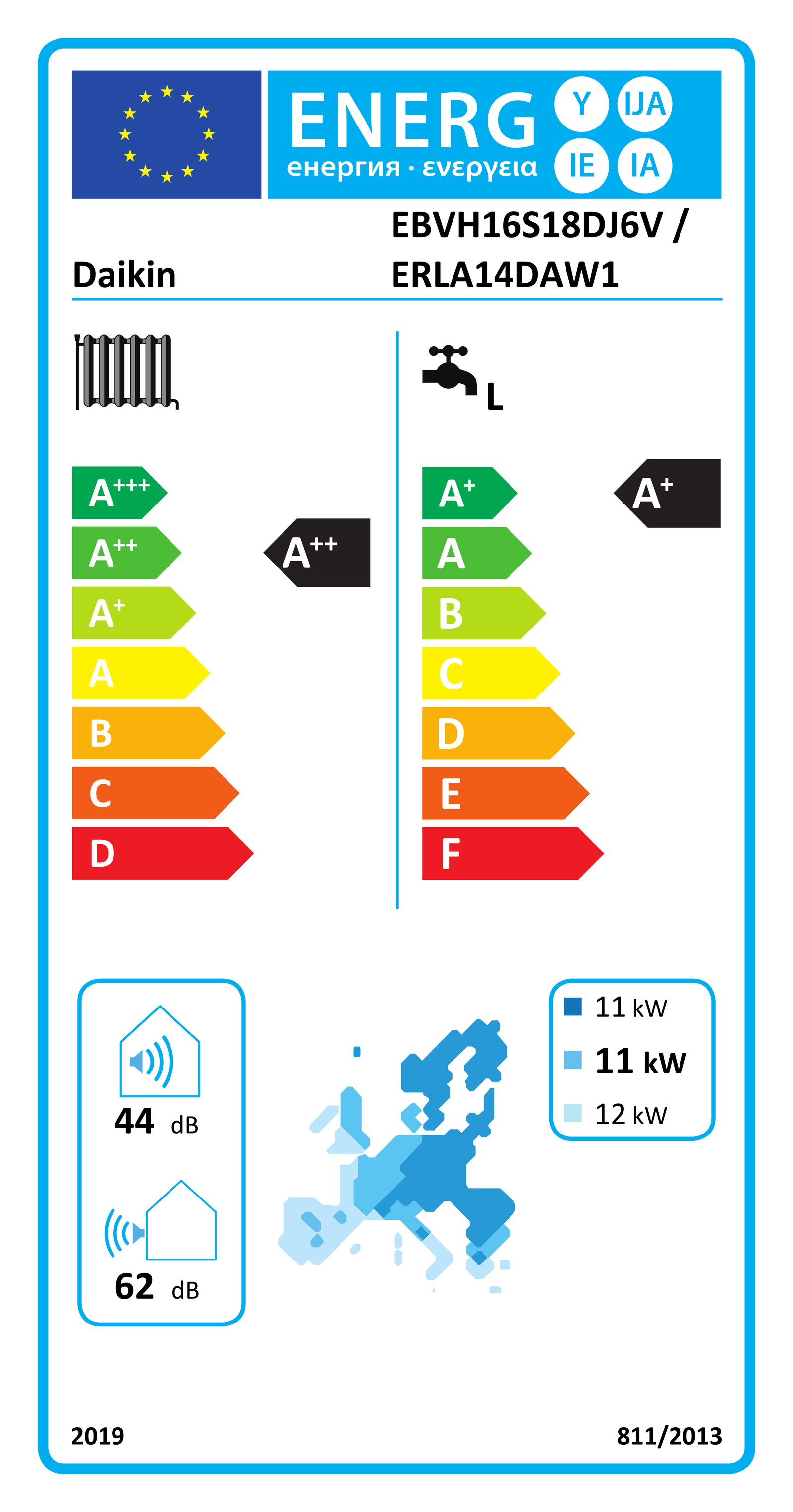 Étiquette énergétique UE EBVH16S18DJ6V / ERLA14DAW1