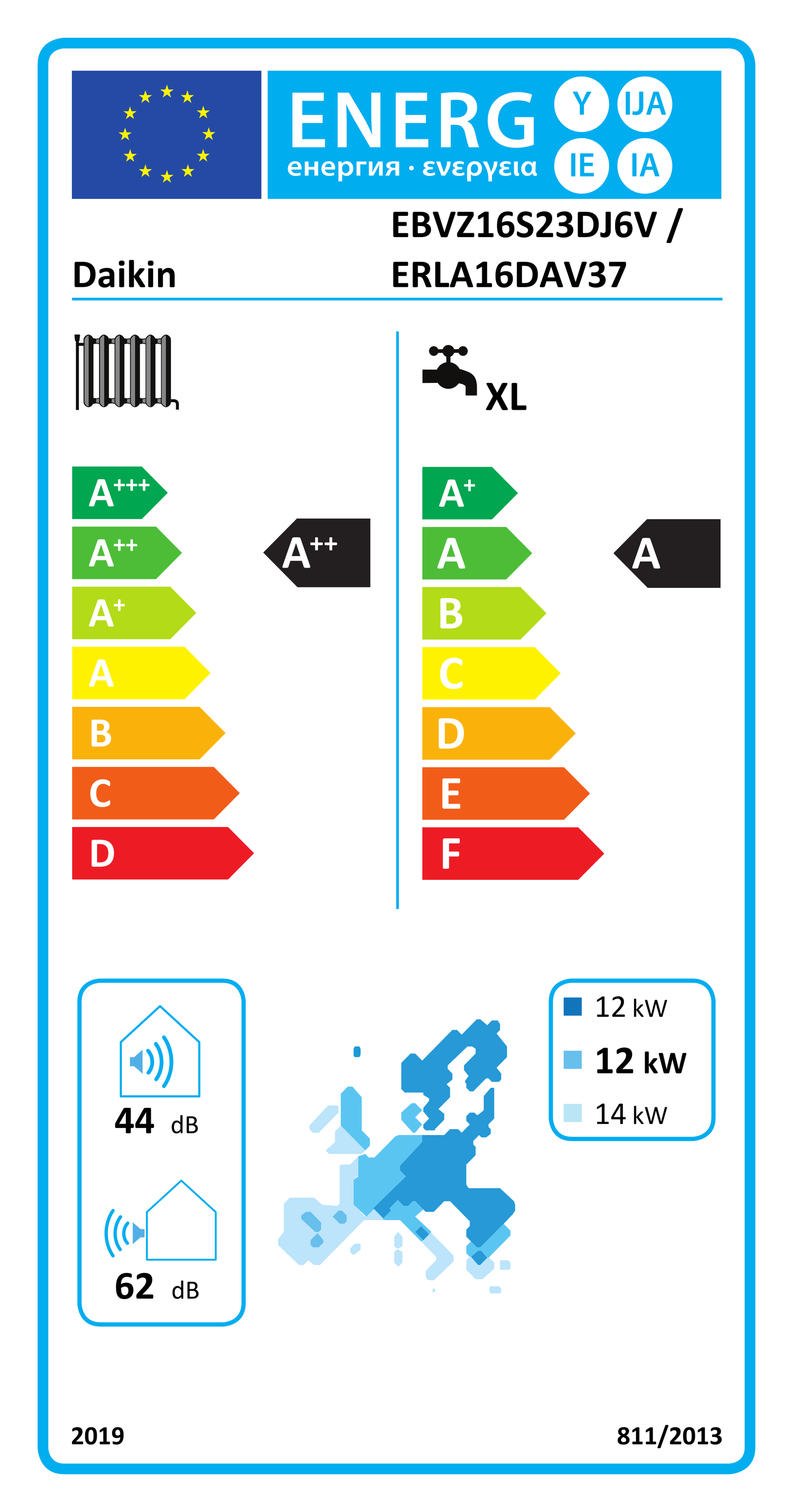 Étiquette énergétique UE EBVZ16S23DJ6V / ERLA16DAV37