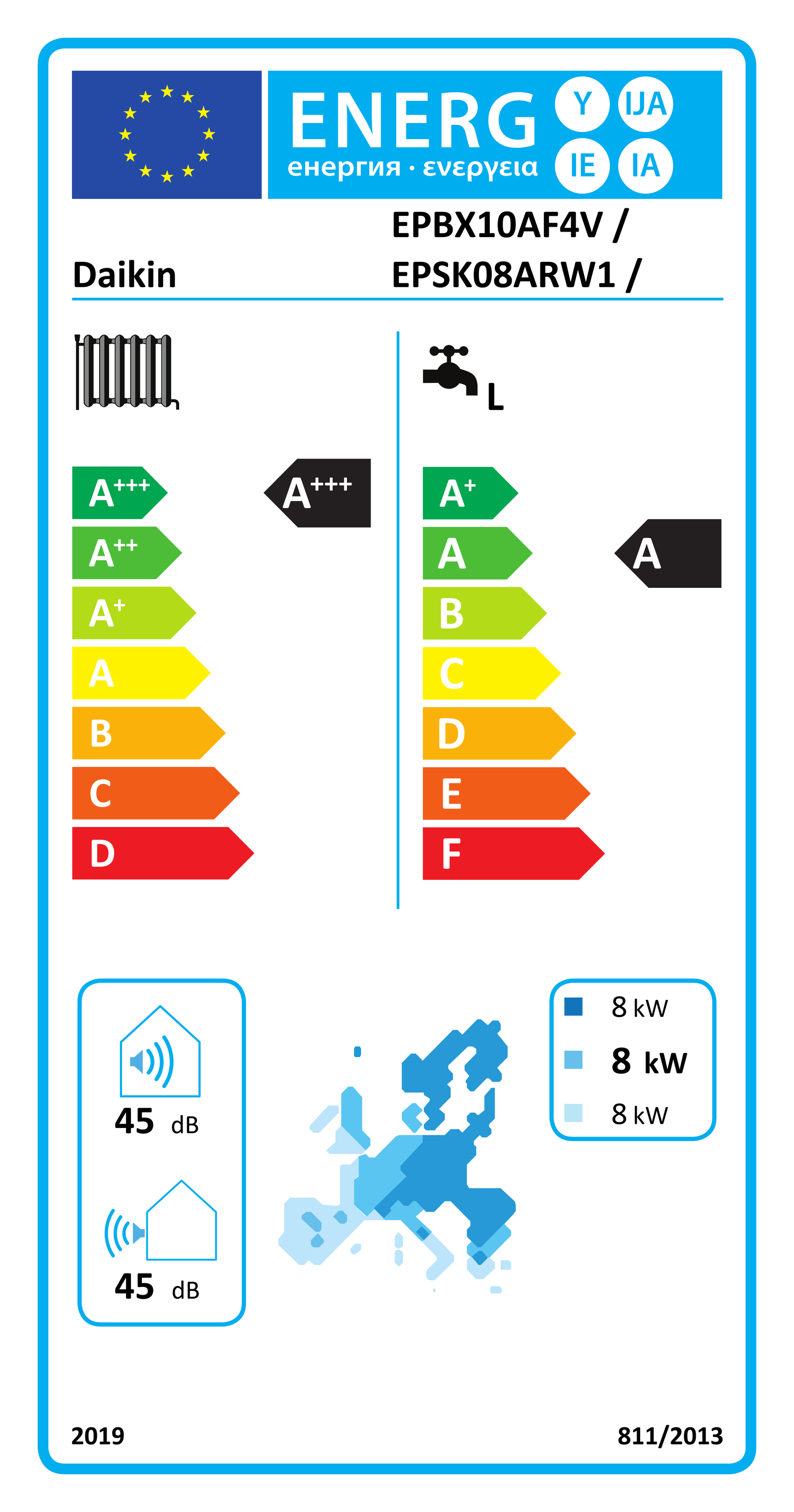 Étiquette énergétique UE EPBX10AF4V / EPSK08ARW1